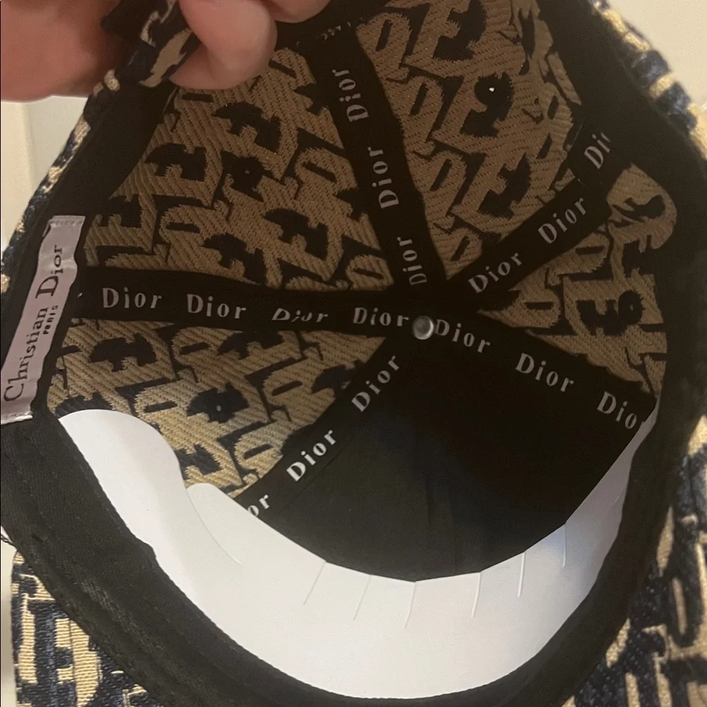 Dior Beige and Navy Monogram Baseball Cap - Picture 5 of 5